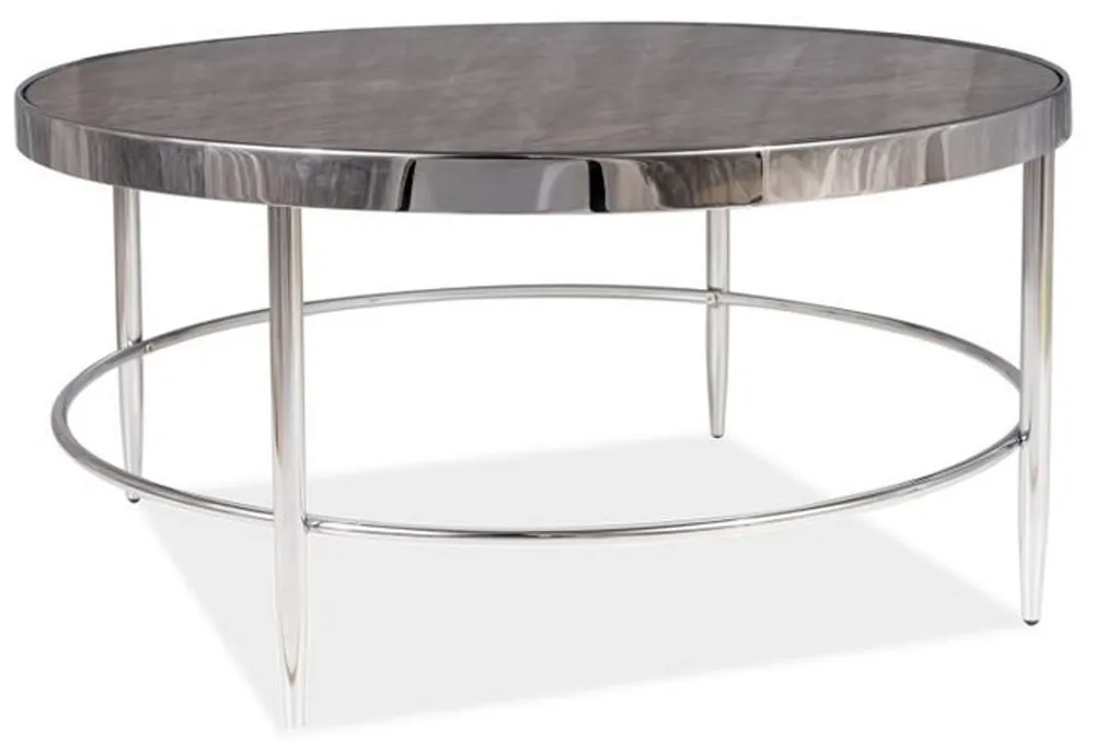 Casa Padrino table basse de luxe argent / gris Ø 82 x H. 40 cm - Table de salon ronde avec plateau en verre aspect marbre - Meubles de Salon Saisonangebot