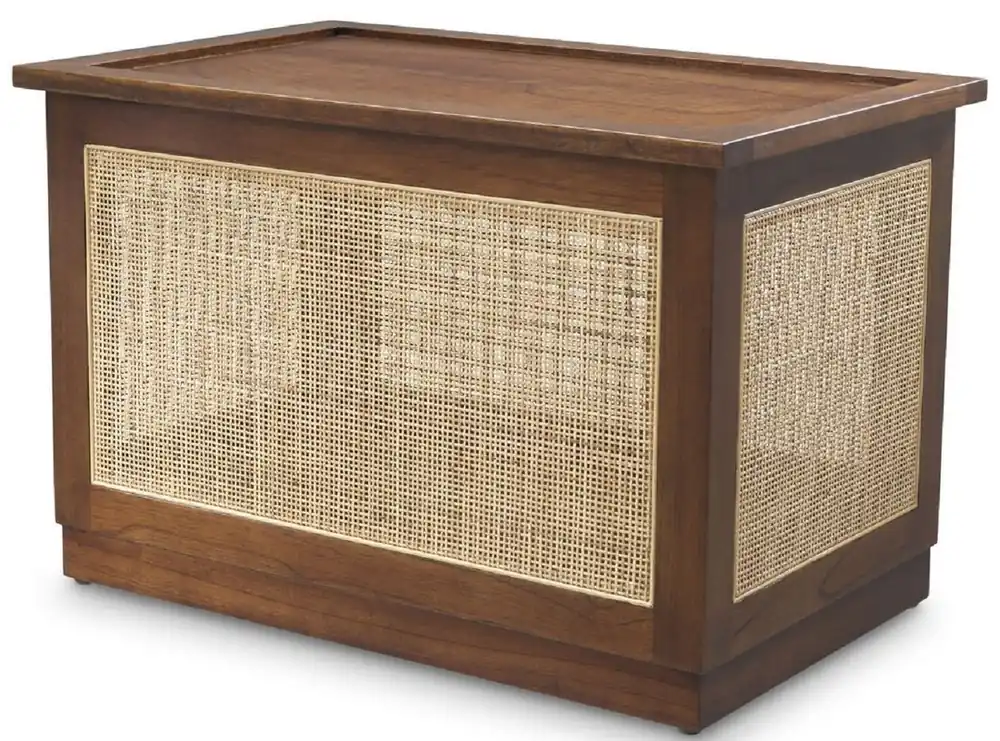 Casa Padrino coffre de luxe avec couvercle marron / naturelle 72 x 46 x H. 48 cm - Coffre en bois massif avec osier en rotin - Mobilier de Luxe Neuheit