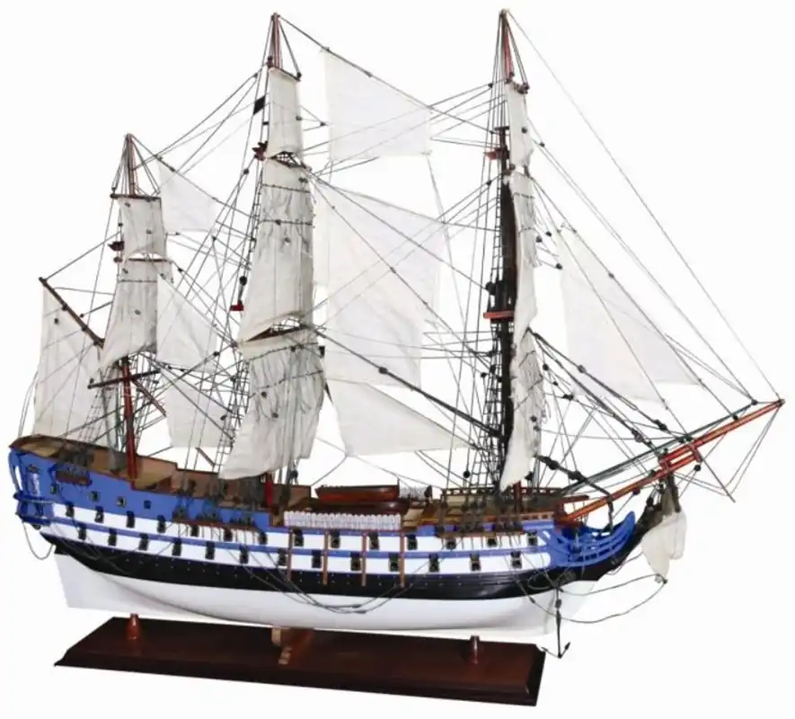 Casa Padrino vaisseau amiral Le Protecteur avec support en bois massif 94 x 30 x H. 79 cm - Bateau décoratif fait main bateau en bois bateau à voile navire de guerre - Accessoires de Décoration Sonderangebot