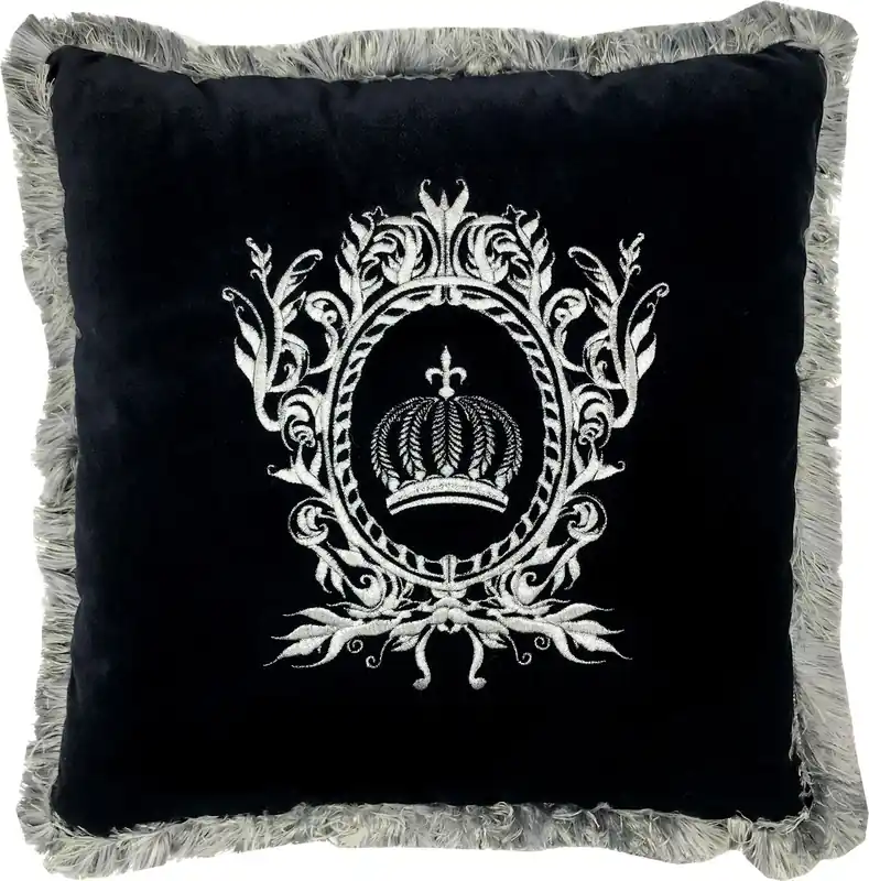 Coussin décoratif de luxe Harald Glööckler Pompöös by Casa Padrino noir / argent - Coussin Glööckler Neuheit
