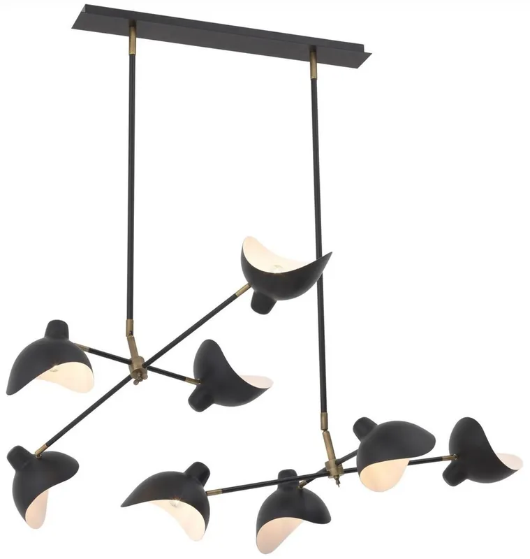 Casa Padrino lustre design noir / laiton antique 152 x 100 x H. 140 cm - Lustre élégant dans le style des années 50 à bras réglables - Collection de Luxe Günstig