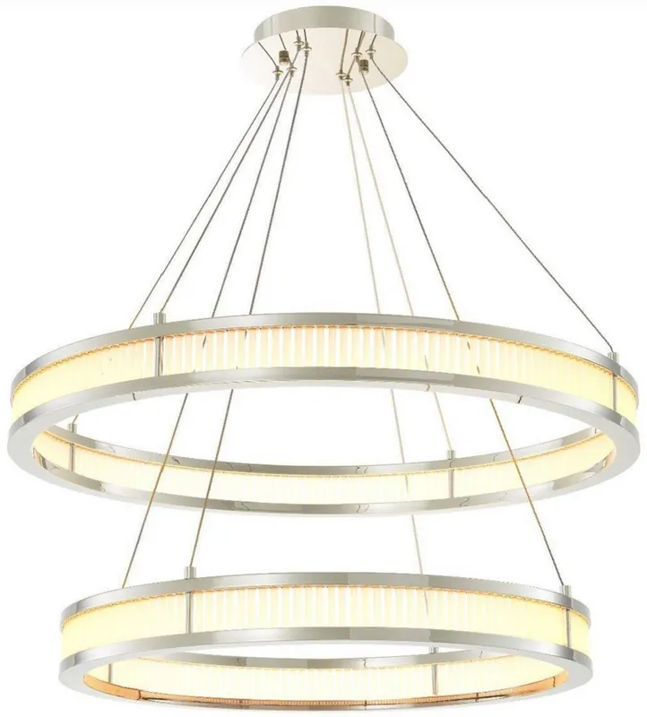 Casa Padrino lustre LED de luxe argent / blanc Ø 85 cm - Lustre rond moderne - Lustre de Salon - Lustre d'Hôtel Zertifiziert