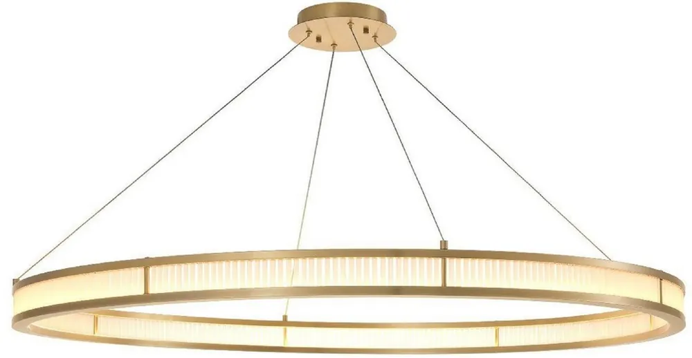 Casa Padrino lustre LED de luxe laiton antique / blanc Ø 139 cm - Lustre rond moderne - Lustre de Salon - Lustre d'Hôtel Schneller Versand