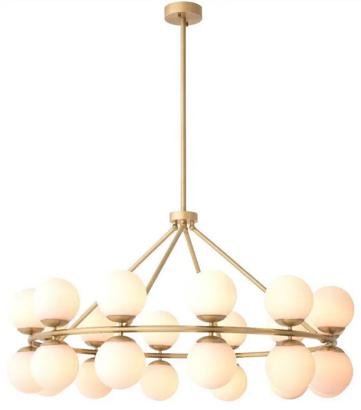 Begrenztes Angebot Casa Padrino lustre de luxe laiton antique / blanc Ø 115 x H. 65 cm - Lustre moderne en métal avec abat-jour en verre rond - Collection de Luxe