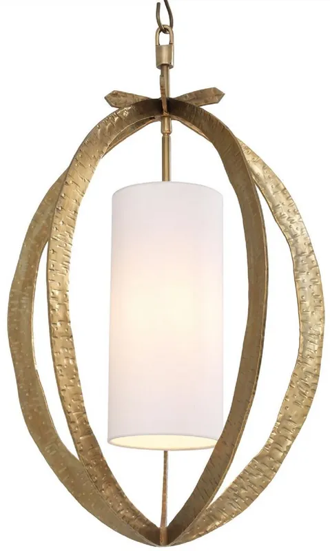 Casa Padrino lustre de luxe laiton Ø 44 x H. 72 cm - Lustre en métal avec abat-jour en coton élégant - Lustre de Salon Expressversand