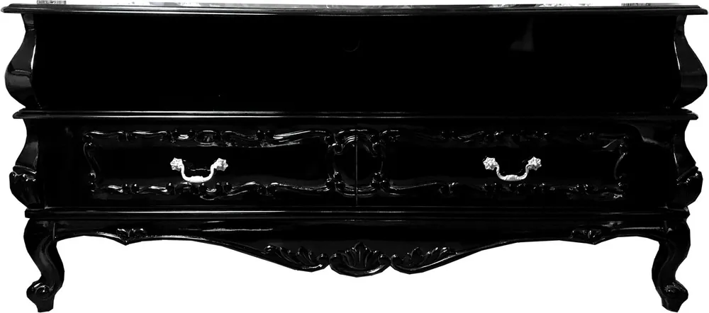 Bahut TV Baroque Casa Padrino Noir avec Tiroirs 140 x 47 x H 65 cm - Commode TV de Salon Echt