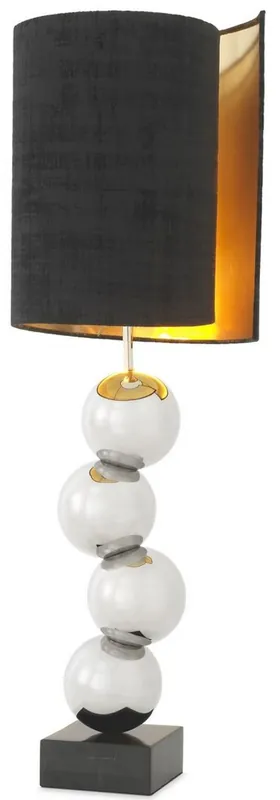 Highlight Casa Padrino lampe de table design argent / noir Ø 32 x H. 100 cm - Lampe de bureau moderne avec base en marbre - Collection de Luxe