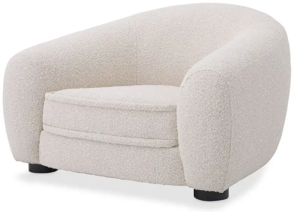 Casa Padrino fauteuil de luxe crème vif / noir 110 x 95 x H. 70 cm - Fauteuil de salon avec dossier courbé - Meubles de Luxe Sofort Bestellen