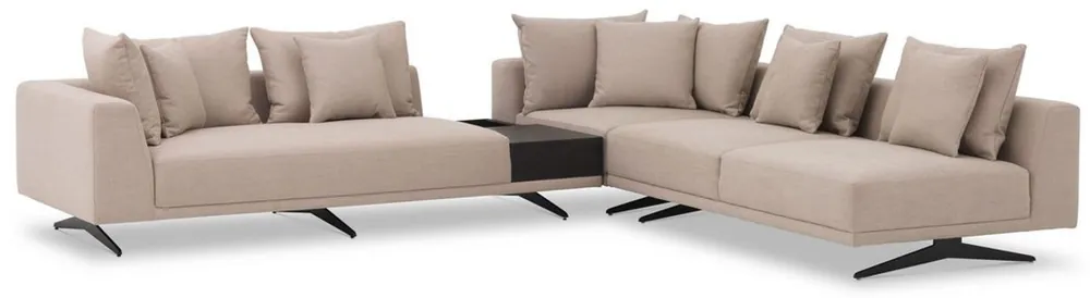 Casa Padrino canapé d'angle de luxe sable / bronze 340 x 292 x H. 64 cm - Canapé de salon noble avec coussins - Mobilier de Luxe - Qualité de Luxe Neue Ware