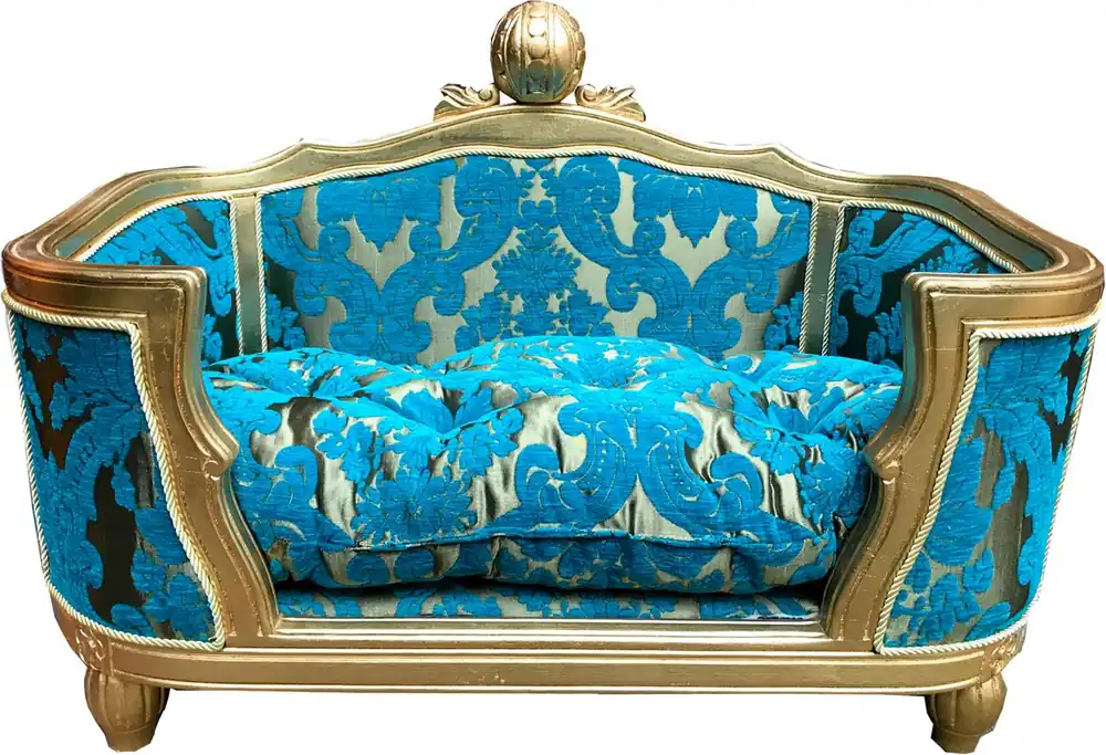 Pompöös by Casa Padrino Lit baroque de luxe pour chien et chat de luxe motif bouquet turquoise / or par Harald Glööckler Preis Gesenkt