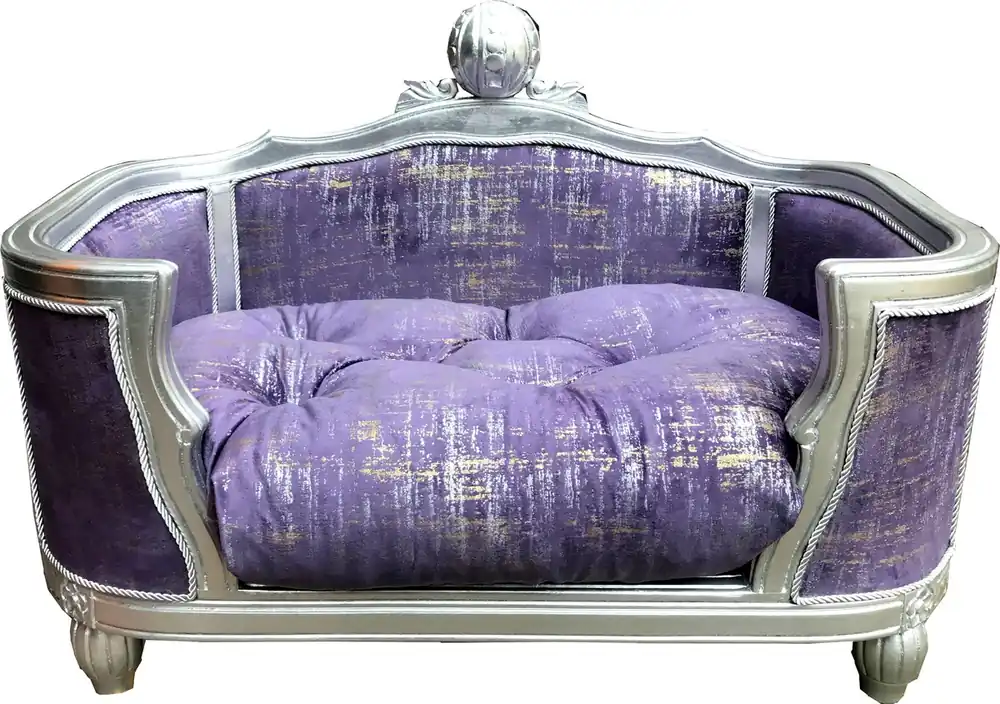 Pompöös by Casa Padrino Lit de luxe baroque pour chien et chat Deluxe violet / argent par Harald Glööckler Sichere Zahlung