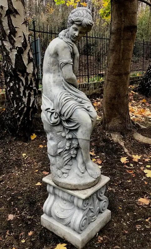 Preisknaller Sculpture / statue massive de style anik lourd avec socle gris antique par Casa Padrino - sculpture de jardin baroque en pierre - très lourde -