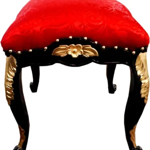 Zertifiziert Tabouret baroque de luxe Pompöös by Casa Padrino motif angulaire rouge / noir / or - Tabouret baroque Pompööser conçu par Harald Glööckler