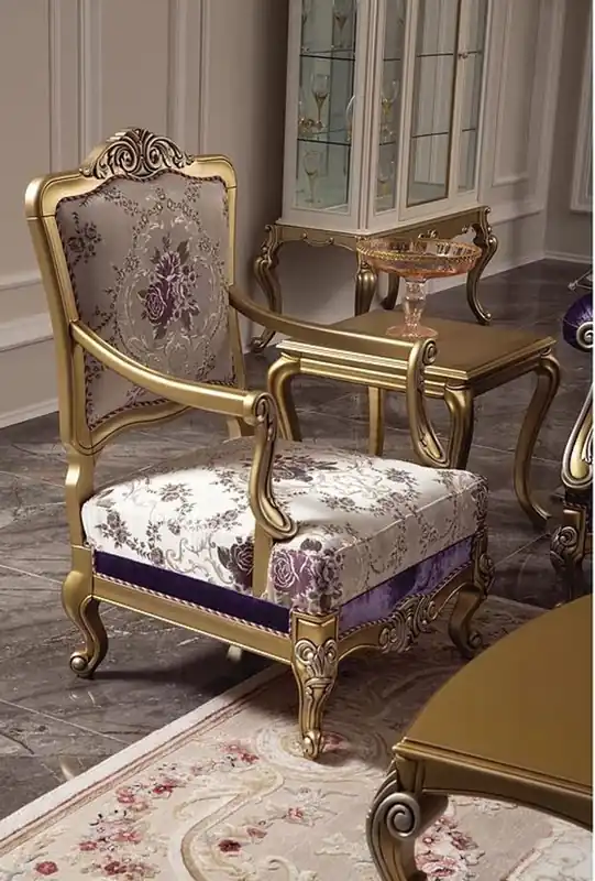 Highlight Casa Padrino fauteuil baroque de luxe 68 x 68 x H. 112 cm - Magnifique fauteuil de salon avec motif fleuri - Mobilier de salon baroque - Qualité de Luxe