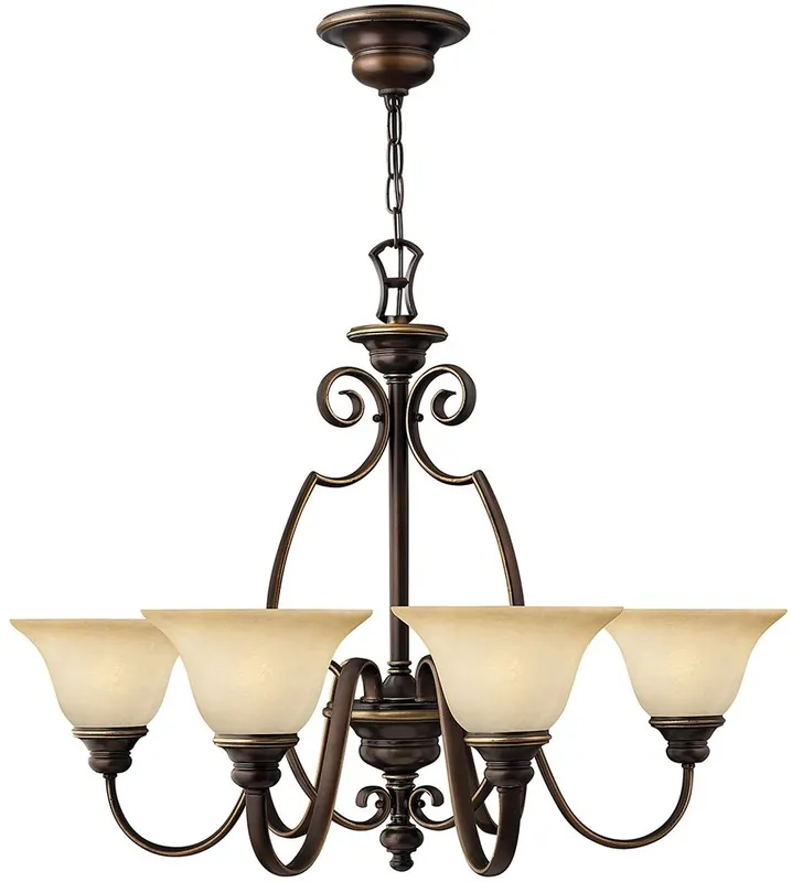 Must-Have Casa Padrino lustre baroque bronze antique / albâtre vintage Ø 80,6 x H. 62,9 cm - Magnifique lustre aux élégants abat-jours en verre artificiel - Mobilier Baroque