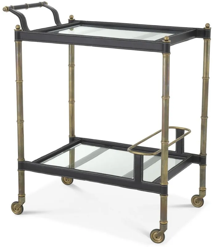 Casa Padrino chariot de service laiton vintage / noir 74 x 44,5 x H. 84 cm - Chariot Gastronomie Hôtel Restaurant - Accessoires de Luxe Neue Kollektion