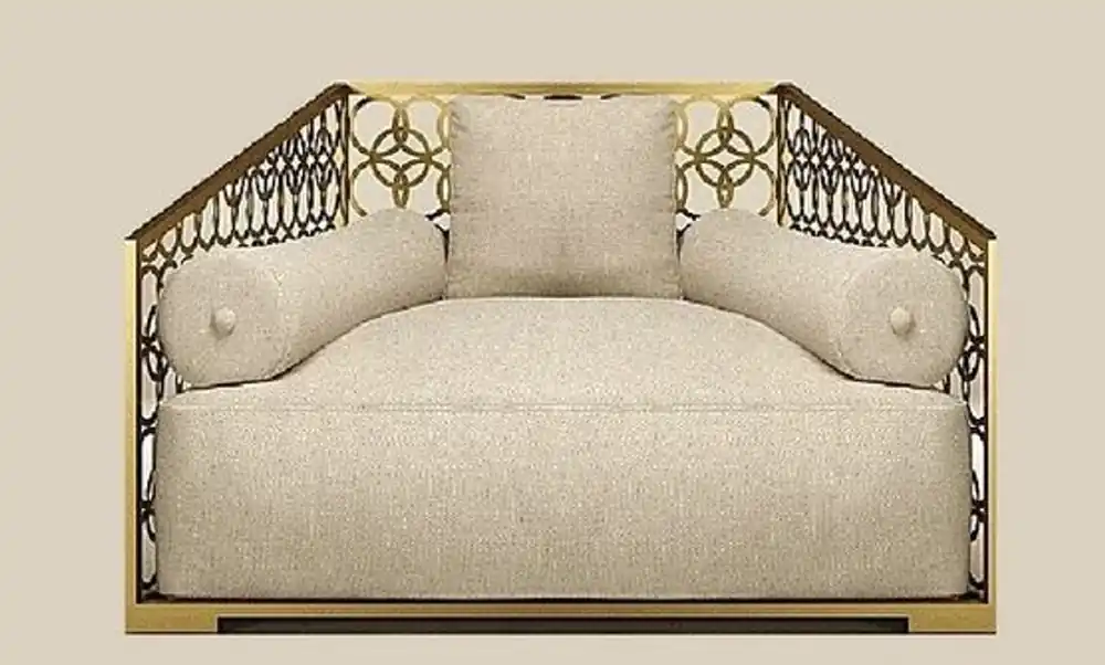 Preiswert Casa Padrino fauteuil de luxe ivoire / or champagne 135 x 109 cm - Fauteuil fait main avec coussins - Fauteuil de salon - Fauteuil de jardin - Fauteuil de patio - Mobilier d'Hôtel - Qualité de Luxe
