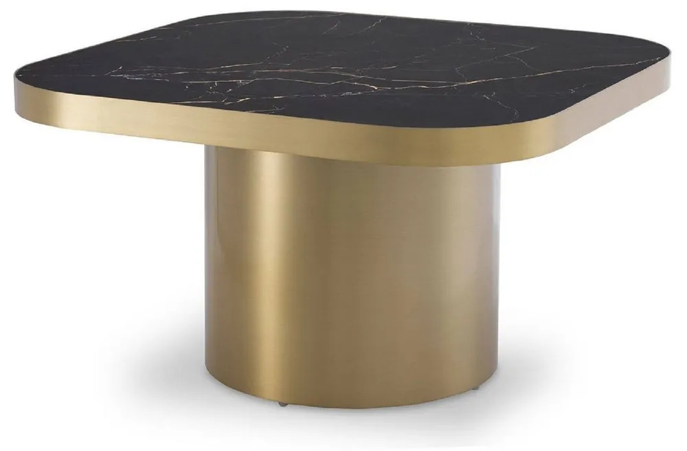 Casa Padrino table d'appoint de luxe noir / laiton 64 x 64 x H. 37,5 cm - Table carrée en acier inoxydable avec plateau en céramique - Meubles de salon - Meubles de Luxe Angebot