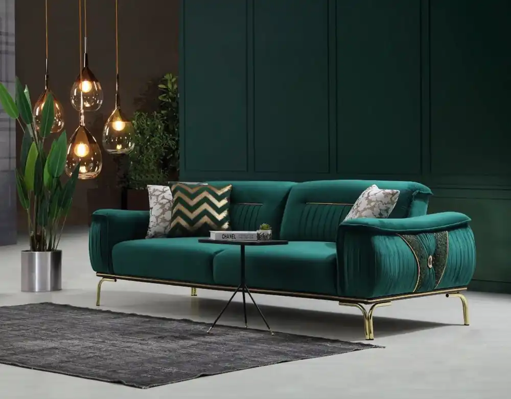 Preisknaller Casa Padrino canapé de salon de luxe avec dossier réglable vert / or 223 x 93 x H. 78 cm - Meubles de salon de luxe