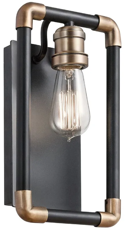 Casa Padrino applique murale de design industriel de luxe noir / laiton 17,1 x 10,6 x H. 30,5 cm - Applique murale élégante de style industriel - Luminaires de style industriel Neue Kollektion