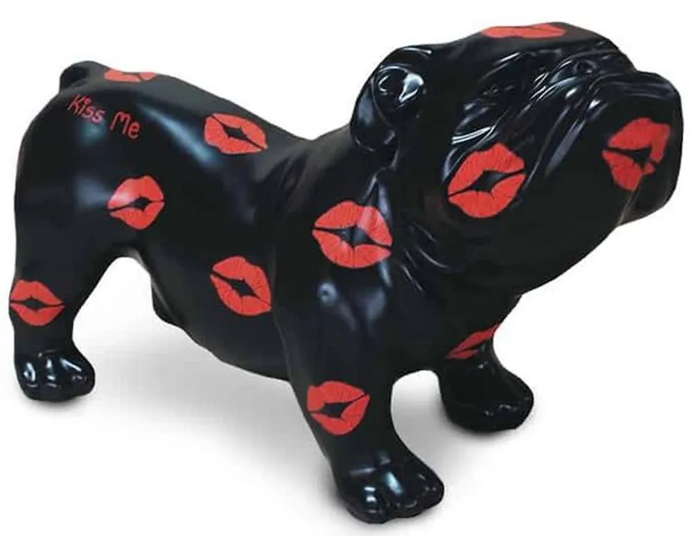 Top-Preis Casa Padrino figurine décorative design chien bouledogue noir / rouge 57 x 25 x H. 35 cm - Sculpture décorative résistante aux intempéries - Décoration Salon - Décoration Jardin - Décoration di Design