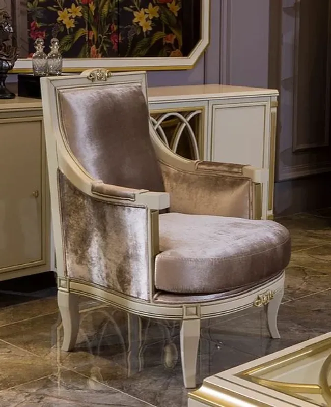 Casa Padrino fauteuil baroque de luxe rose / blanc / or 77 x 70 x H. 105 cm - élégant fauteuil de salon de style baroque - Mobilier Baroque Schneller Versand