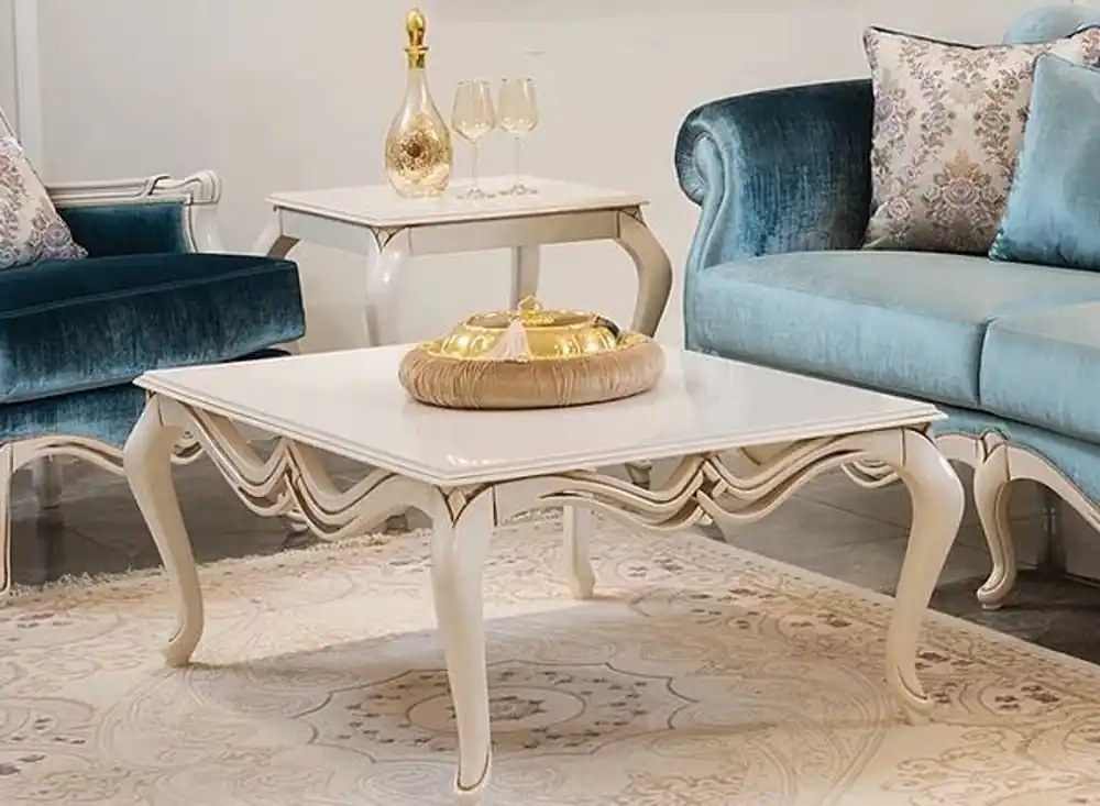 Preis Gesenkt Casa Padrino table basse baroque de luxe blanc 108 x 77 x H. 45 cm - Table de salon rectangulaire en bois massif - Mobilier de salon de style baroque