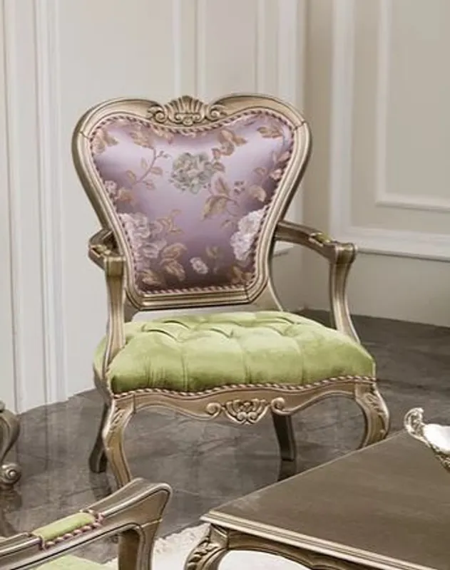 Angebot Casa Padrino fauteuil baroque de luxe violet / vert / argent 62 x 60 x H. 103 cm - Fauteuil de salon avec motif floral - Noble & Magnifique