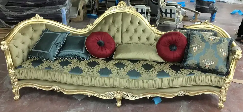 Günstig Casa Padrino canapé baroque de luxe vert / or 300 x 90 x H. 119 cm - Magnifique canapé de salon avec motif élégant - Mobilier Baroque