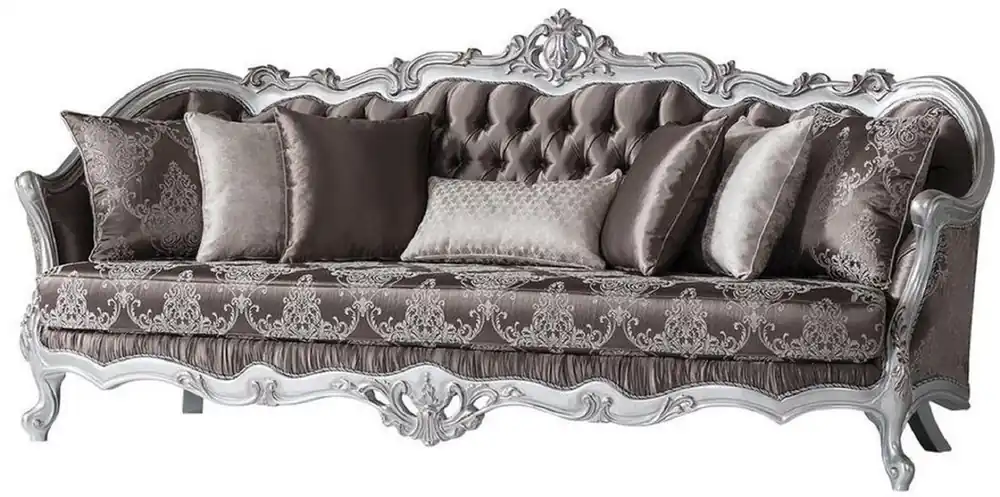 Meistverkauft Casa Padrino canapé baroque de luxe bronze / argent 262 x 90 x H. 113 cm - Magnifique canapé de salon avec coussins décoratifs - Mobilier Baroque