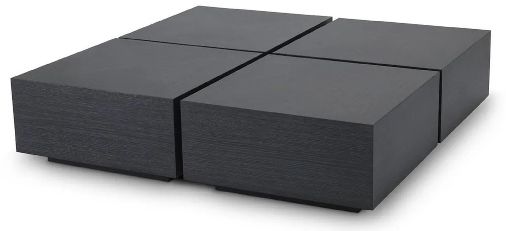 Casa Padrino ensemble de 4 tables basse de luxe gris anthracite 65 x 65 x H. 32,5 cm - Tables de salon carrées en bois massif - Meubles de Salon Direktkauf