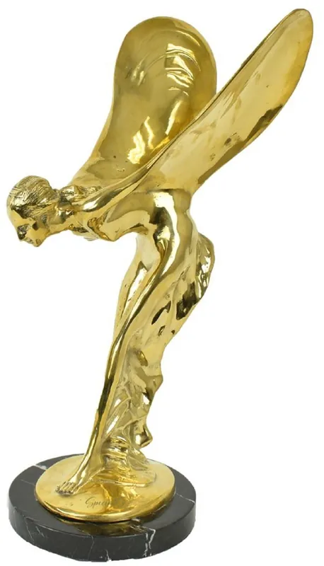 Casa Padrino sculpture en bronze de luxe dame aux ailes or / noir 26 x 35 x H. 52 cm - Noble figure en bronze avec socle en marbre - Accessoires de décoration de luxe Nur Für Kurze Zeit