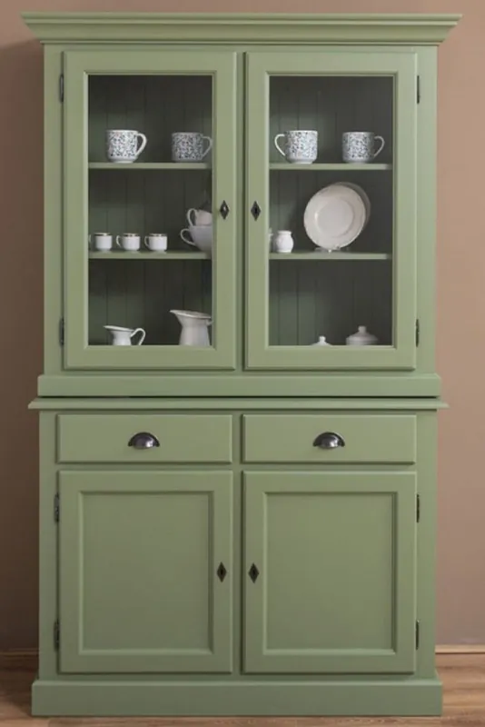 Aktuell Casa Padrino country style dining room cabinet green 126 x 45 x H. 200 cm - Solid wood kitchen cabinet - Dining room furniture in country style - Country style furnishings - Dining room furnishings