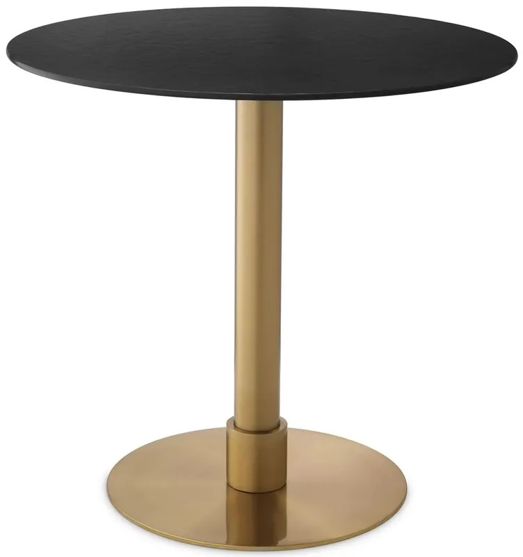 Echt Casa Padrino luxury dining table black / brass Ø 80 x H. 76 cm - Round stainless steel kitchen table with ceramic table top - Dining room furniture - Luxury furniture - Luxury furnishings