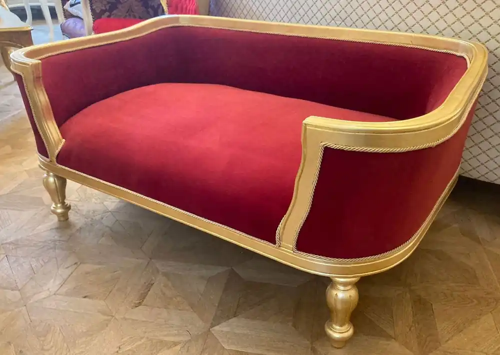 Casa Padrino baroque dog bed & cat bed bordeaux red / gold - Handmade baroque style dog & cat sofa - Baroque dog & cat furniture - Baroque pet furniture Schnäppchen