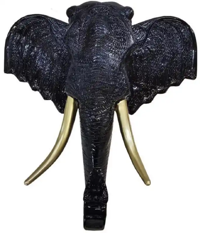 Top-Seller Casa Padrino luxury wall decoration sculpture elephant head black / gold 105 x 48 x H. 107 cm - Large wall decoration figure - XXL wall decoration sculpture - XXL wall decoration figure