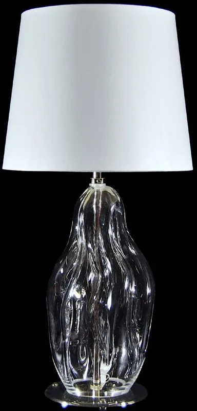 Casa Padrino luxury table lamp clear / silver / white Ø 20 x H. 40 cm - Glass desk lamp with round lampshade - Luxury table lamps - Luxury desk lamps - Luxury lights - Luxury desk lights Sale