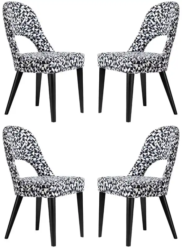 Casa Padrino luxury Art Deco dining chair set of 4 white / gray / black 49 x 61 x H. 89 cm - Elegant kitchen chairs with pattern - Dining room furniture - Luxury furniture - Art Deco furniture Wochenendangebot