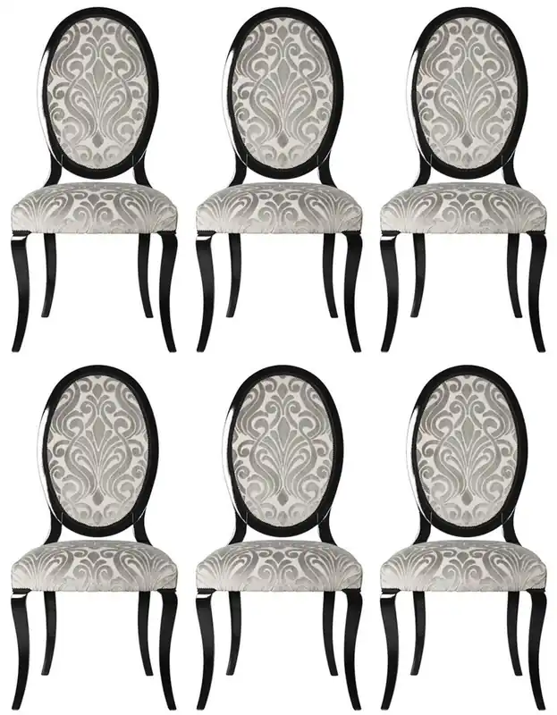 Casa Padrino luxury Art Nouveau dining chair set of 6 gray / black 51 x 48 x H. 106 cm - Elegant kitchen chairs with pattern - Baroque & Art Nouveau dining room furniture - Luxury quality Billig