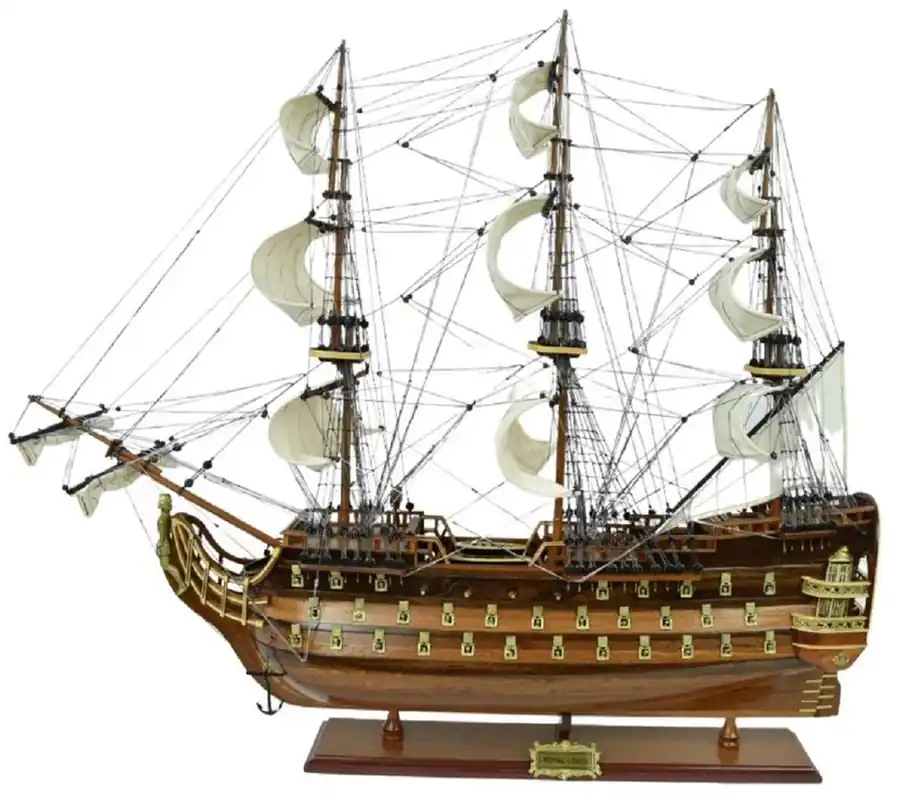 Solange Der Vorrat Reicht Casa Padrino luxury flagship Royal Louis brown 94 x 25 x H. 84 cm - Handmade decorative ship - Wooden ship - Sailing ship - Warship - Model ship - Living room decoration - Decorative accessories