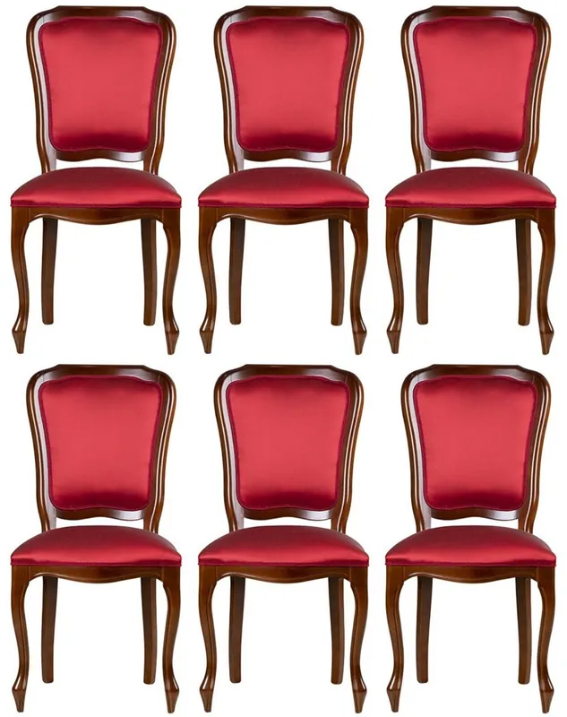 Casa Padrino luxury Art Nouveau dining chair set of 6 bordeaux red / brown 49 x 57 x H. 99 cm - Elegant kitchen chairs - Art Nouveau dining room furniture - Art Nouveau dining room furnishings Super-Preis
