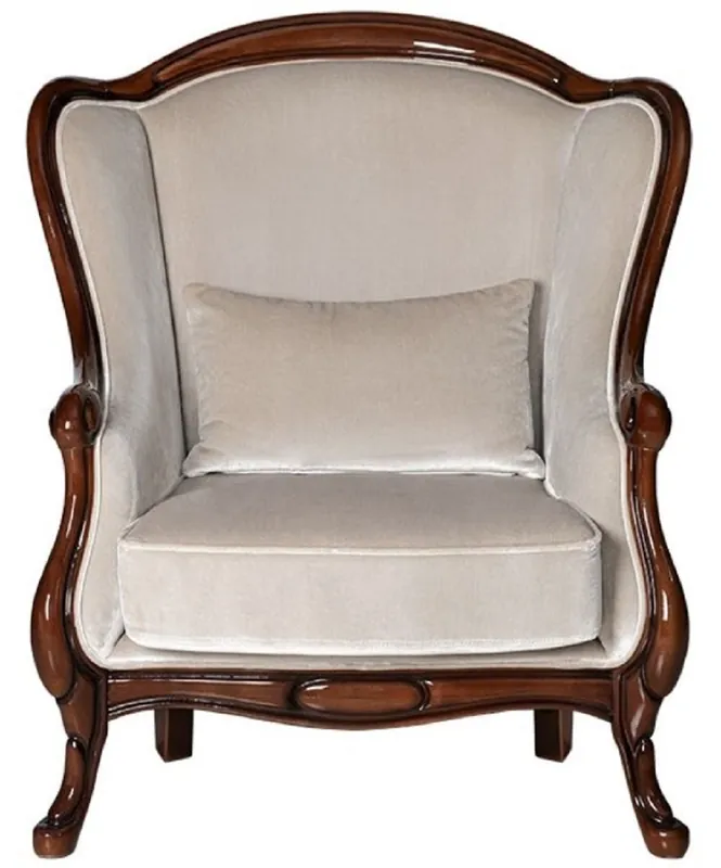 Casa Padrino luxury Art Nouveau armchair gray / dark brown high gloss 92 x 84 x H. 96 cm - Elegant living room armchair - Living room furniture - Luxury furniture in Art Nouveau Top-Preis