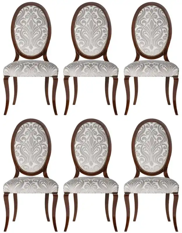Kracherpreis Casa Padrino luxury Art Nouveau dining chair set of 6 silver / dark brown 51 x 48 x H. 106 cm - Elegant kitchen chairs with pattern - Baroque & Art Nouveau dining room furniture - Luxury quality