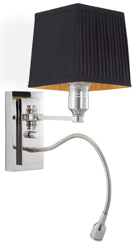 Super-Preis Casa Padrino luxury wall lamp silver / black 14 x 25 x H. 30.5 cm - Wall lamp with swiveling LED reading light - Hotel lights - Luxury lights - Luxury wall lights - Luxury quality