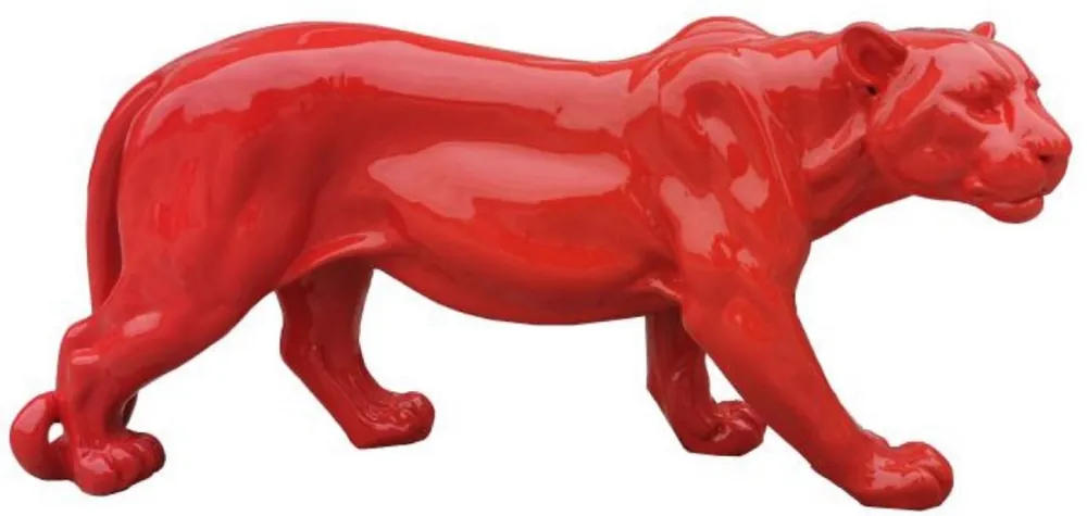 Casa Padrino luxury decorative sculpture panther red H. 80 x H. 35 cm - Large decorative figure - XXL decorative sculpture - XXL decorative figure - Luxury XXL figures - Luxury Animal Figures Nur Heute