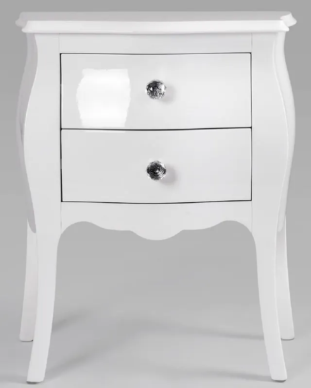 Neue Ware Casa Padrino luxury baroque bedside table with 2 drawers high gloss white - Handmade baroque bedside table - Baroque bedroom furniture - Luxury furniture in baroque style - Baroque furniture