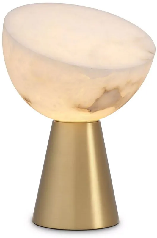 Neu Im Sortiment Casa Padrino luxury table lamp antique brass / alabaster Ø 30 x H. 45 cm - Round metal desk lamp with alabaster lampshade - Luxury lighting - Luxury furniture - Luxury interior