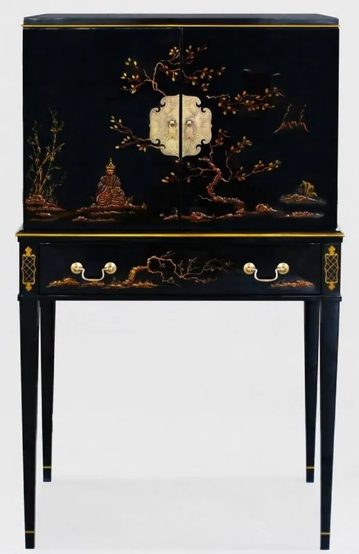 Casa Padrino luxury baroque cabinet with 11 drawers black / gold - Living room cabinet in Chinese style - Office cabinet - Luxury furniture in baroque style - Baroque furniture Saisonangebot
