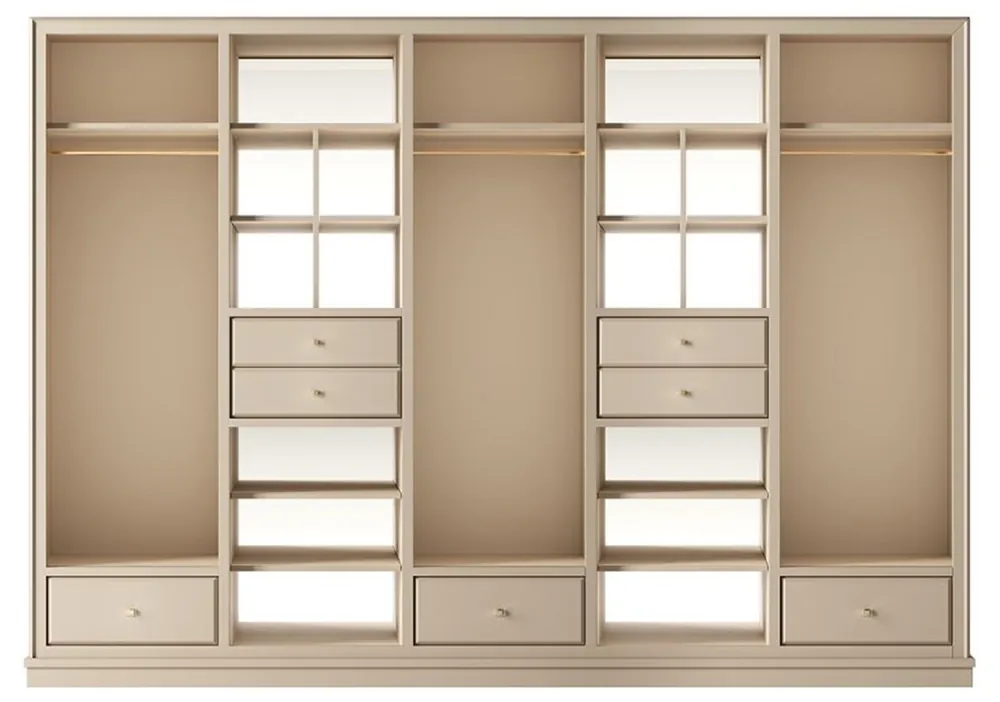 Neuheit Casa Padrino Luxury Wardrobe Beige 326 x 60 x H. 230 cm - Open Bedroom Cabinet - Bedroom Furniture - Hotel Furniture - Luxury Furniture - Luxury Furnishings - Bedroom Furnishings