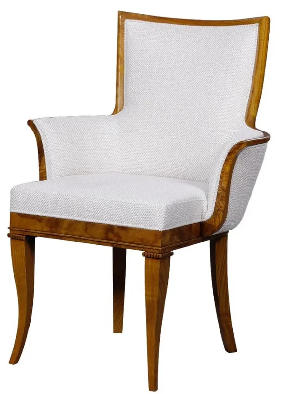 Casa Padrino luxury Biedermeier armchair white / brown - Art Deco living room armchair - Biedermeier living room furniture - Art Deco living room furniture - Biedermeier furnishings Rabatt